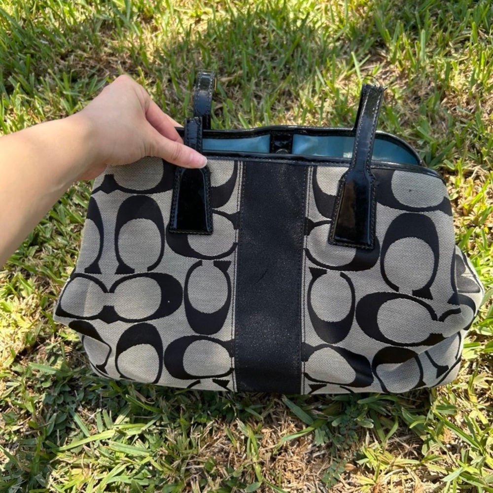 Coach Black and Gray Signature Tote - Picture 7 of 12